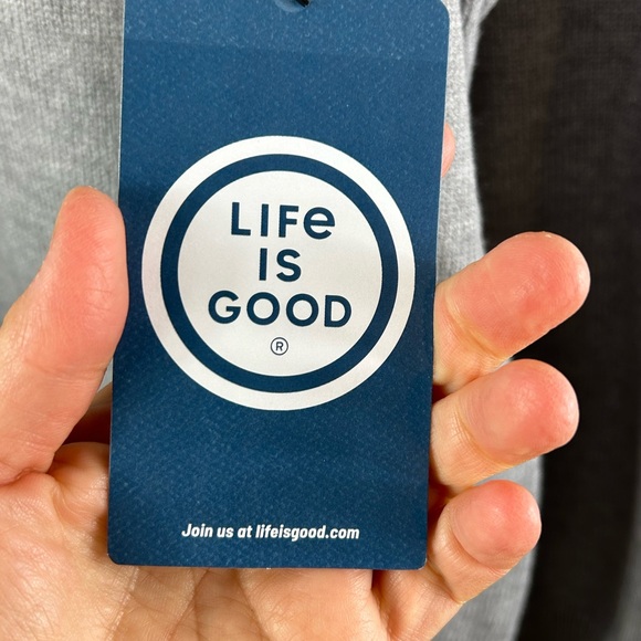 Life is Good Light Gray Gingerbread Cookie Long Sleeve Pullover Hoodie - Picture 5 of 8